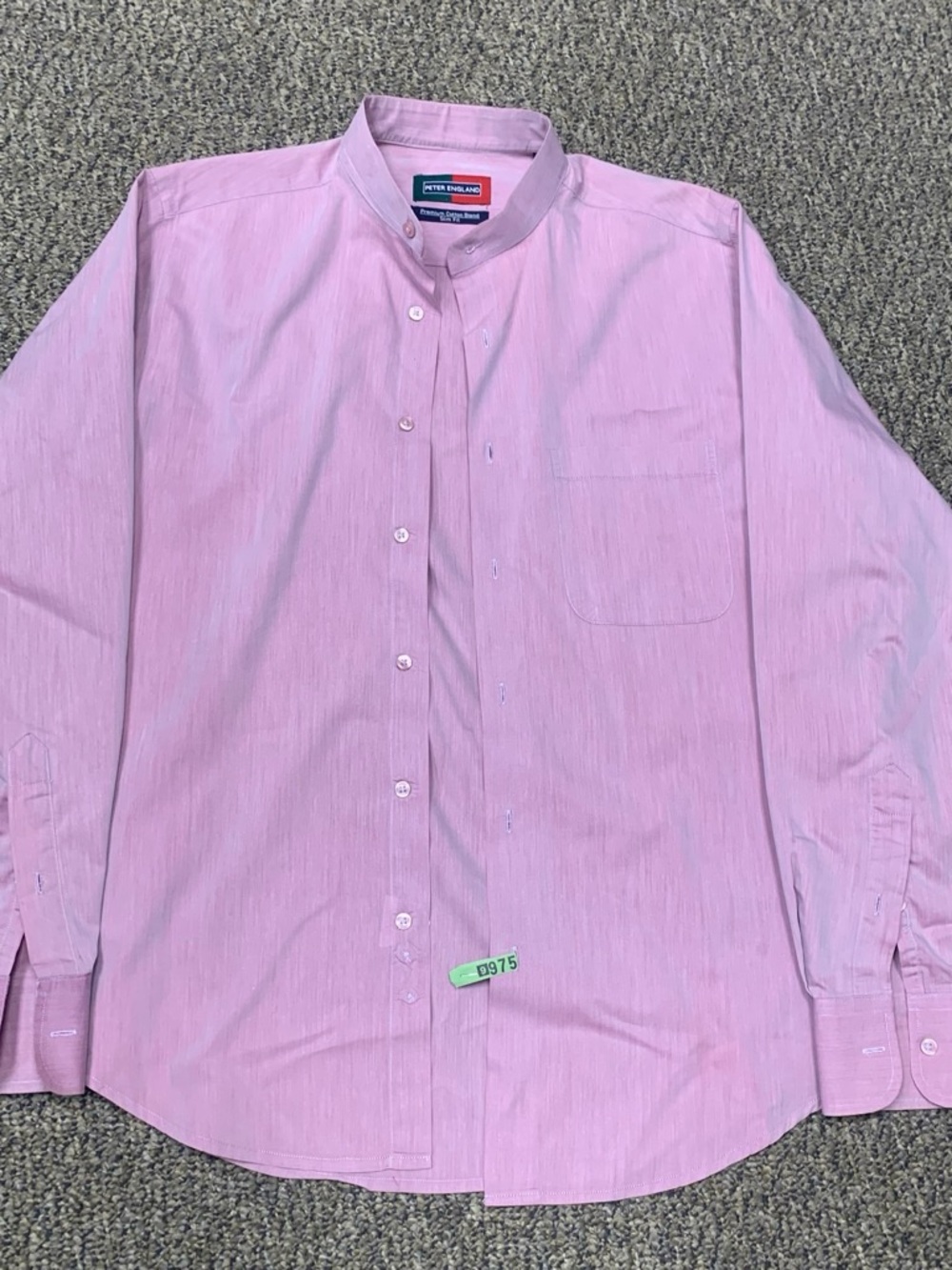 Peter England Light Pink Mandarin Collar Dress Shirt